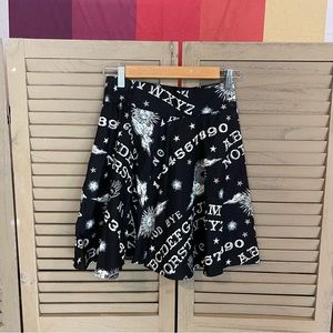 Folter Clothing Women’s S Ouija Board Skater Skirt w/ Glow-In-The-Dark design
